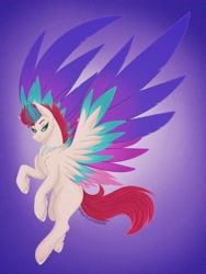 Size: 1536x2048 | Tagged: safe, artist:valeramoongod, zipp storm, pegasus, pony, g5, my little pony: a new generation, female, large wings, lidded eyes, looking at you, mare, smiling, smiling at you, solo, spread wings, wings