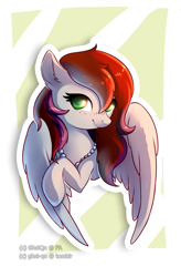 Size: 1260x1920 | Tagged: safe, artist:ghst-qn, oc, oc only, oc:evening prose, pegasus, pony, female, freckles, jewelry, mare, necklace, pearl necklace, solo
