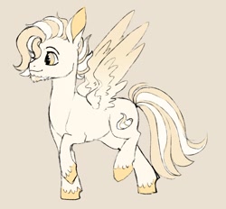 Size: 1042x966 | Tagged: safe, artist:woollyart, oc, oc only, oc:dulce meringue, pegasus, pony, male, simple background, smiling, solo, spread wings, wings