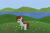 Size: 1280x854 | Tagged: safe, artist:eminent entropy, oc, oc only, oc:skyfire lumia, pegasus, pony, flower, folded wings, hill, lake, meadow, scenery, solo, standing, wings