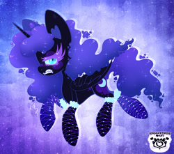 Size: 1600x1415 | Tagged: safe, artist:spookstressadopts, nightmare moon, alicorn, pony, g4, clothes, female, gritted teeth, looking at you, mare, socks, solo