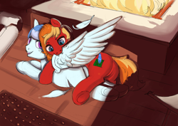 Size: 2048x1448 | Tagged: safe, artist:toisanemoif, oc, oc only, oc:dusty sprinkles, earth pony, pegasus, pony, undead, vampire, vampony, assisted preening, butt, gay, grooming, male, plot, preening, wings
