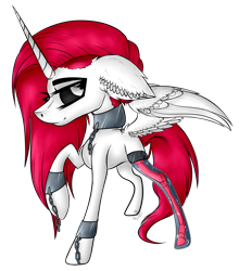 Size: 1510x1717 | Tagged: safe, artist:beamybutt, oc, oc only, alicorn, pony, alicorn oc, chains, clothes, collar, ear fluff, horn, male, raised hoof, simple background, smiling, socks, stallion, transparent background, wings, x-ray