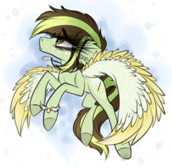 Size: 628x612 | Tagged: safe, artist:beamybutt, oc, oc only, oc:akane, pegasus, pony, colored hooves, colored wings, ear fluff, eyelashes, female, looking up, pegasus oc, solo, two toned wings, wings