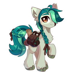 Size: 1779x1779 | Tagged: safe, artist:star-theft, oc, oc only, earth pony, pony, bag, braid, chest fluff, ear fluff, saddle bag, simple background, solo, transparent background