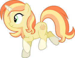 Size: 1453x1131 | Tagged: safe, artist:pegasski, oc, oc only, oc:sunset valley, pony, unicorn, g4, coat markings, female, full body, green eyes, horn, mare, multicolored mane, multicolored tail, show accurate, simple background, smiling, socks (coat markings), solo, tail, transparent background, unicorn oc