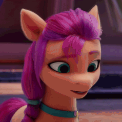 Size: 800x800 | Tagged: safe, screencap, sunny starscout, earth pony, pony, g5, my little pony: a new generation, spoiler:my little pony: a new generation, animated, cropped, cute, female, gif, happy, looking up, mare, smiling, solo, sunnybetes