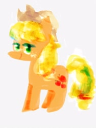 Size: 1200x1600 | Tagged: safe, artist:laurasrxfgcc, applejack, earth pony, pony, g4, cowboy hat, digital art, green eyes, hat, looking at you, simple background, smiling, solo, standing up, white background