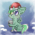 Size: 600x600 | Tagged: safe, artist:jesterpi, oc, oc only, oc:jester pi, pegasus, pony, animated, blinking, body, christmas, coffee, cold, ear piercing, eye clipping through hair, frost, gif, hat, heterochromia, holiday, horn, pegacorn, piercing, santa hat, sitting, snow, snowfall, wings, winter