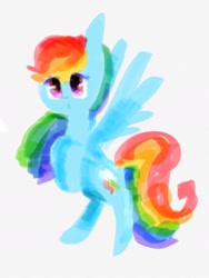 Size: 1248x1664 | Tagged: safe, artist:laurasrxfgcc, rainbow dash, pegasus, pony, g4, female, frown, multicolored hair, simple background, solo, white background