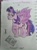 Size: 1532x2048 | Tagged: safe, artist:bencs, twilight sparkle, alicorn, bat pony, bat pony alicorn, pony, g4, bat ponified, bat wings, book, female, graph paper, horn, lidded eyes, looking at you, mare, open mouth, open smile, race swap, smiling, solo, spread wings, test tube, traditional art, twibat, twilight sparkle (alicorn), wings