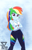 Size: 1350x2109 | Tagged: safe, artist:theretroart88, rainbow dash, equestria girls, g4, '90s, breasts, busty rainbow dash, cleavage, clothes, crossed arms, female, looking at you, pants, sleeveless, smiling, smiling at you, smirk, solo, tank top, tomboy, watermark, wristband