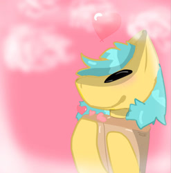 Size: 1025x1037 | Tagged: safe, artist:yourlocalloser, oc, oc only, oc:boxfilly, pegasus, pony, box, cardboard box, cloud, eyes closed, female, filly, heart, pegasus oc, simple background, smiling, solo