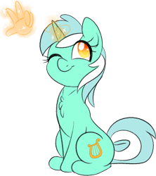 Size: 726x818 | Tagged: safe, artist:songheartva, lyra heartstrings, pony, unicorn, g4, cute, female, hand, lyrabetes, magic, magic hands, mare, one eye closed, simple background, solo, transparent background, wink