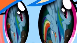 Size: 1920x1080 | Tagged: safe, editor:rarity vrymer collective, screencap, rainbow dash, g4, magical mystery cure, may the best pet win, a true true friend, coach rainbow dash, eye reflection, multicolored hair, multicolored mane, multicolored tail, reflection, tail