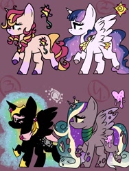 Size: 720x960 | Tagged: safe, artist:brot-art, oc, oc only, alicorn, changeling, changeling queen, changepony, hybrid, pony, alicorn oc, base used, changeling queen oc, ethereal mane, female, horn, interspecies offspring, magical lesbian spawn, mare, offspring, parent:daybreaker, parent:nightmare moon, parent:princess cadance, parent:princess luna, parent:queen chrysalis, parent:twilight sparkle, parents:cadalis, parents:sunglimmer, parents:twiluna, starry mane, wings