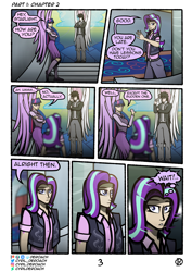 Size: 1500x2122 | Tagged: safe, artist:deroach, starlight glimmer, twilight sparkle, oc, oc:daylight, alicorn, human, comic:tales from equestria part 1, equestria project humanized, g4, alternative cutie mark placement, clothes, comic, cutie mark, cutie mark on clothes, cutie mark on human, fanfic, humanized, school of friendship, shoulder cutie mark, stained glass, stairs, tinyface, twilight sparkle (alicorn), winged humanization, wings