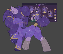 Size: 2807x2368 | Tagged: safe, artist:beardie, artist:magnaluna, oc, oc only, oc:urania, crystal pony, pony, unicorn, butt, commission, female, high res, looking at you, looking back, mare, plot, raised hoof, rear view, reference sheet, simple background, solo, tail, tail wrap