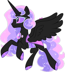 Size: 2484x2731 | Tagged: safe, artist:kurosawakuro, oc, oc only, alicorn, changepony, hybrid, pony, base used, concave belly, female, flying, frown, high res, magical lesbian spawn, mare, offspring, parent:princess celestia, parent:queen chrysalis, parents:chryslestia, simple background, slender, solo, spread wings, thin, transparent background, wavy mouth, wings