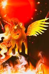 Size: 849x1290 | Tagged: safe, artist:dmdaniswar, oc, oc only, oc:aqasha, alicorn, pony, female, fire, mare, solo