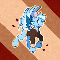 Size: 3000x3000 | Tagged: safe, alternate version, artist:von babbitt, oc, oc only, oc:voltaic sky, pegasus, pony, autumn, clothes, high res, male, solo, sweater