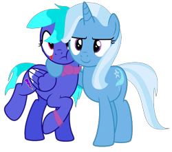 Size: 881x780 | Tagged: source needed, useless source url, safe, artist:superbobiann13, trixie, oc, oc:lovely, pony, g4, canon x oc, duo, female, simple background, transparent background