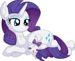 Size: 7478x6004 | Tagged: safe, artist:cyanlightning, opalescence, rarity, cat, pony, unicorn, g4, .svg available, cute, duo, ear fluff, eyes closed, female, mare, simple background, sleeping, tail, transparent background, vector