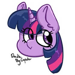 Size: 1017x1017 | Tagged: safe, artist:cupute, twilight sparkle, pony, unicorn, g4, :t, female, head only, simple background, solo, white background