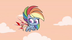 Size: 1920x1080 | Tagged: safe, screencap, rainbow dash, pegasus, pony, g4, g4.5, my little pony: pony life, the fluttershy effect, cloud, emanata, female, flying, looking back, mare, solo