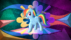 Size: 3840x2160 | Tagged: safe, artist:laszlvfx, artist:slb94, edit, rainbow dash, pegasus, pony, g4, alternate hairstyle, female, high res, looking at you, mare, open mouth, raised hoof, smiling, solo, wallpaper, wallpaper edit