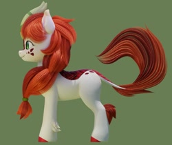 Size: 946x794 | Tagged: safe, artist:ur_akhsok, oc, oc only, kirin, g5, my little pony: a new generation, 3d, female, green background, kirin oc, profile, simple background, smiling, solo