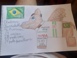 Size: 4128x3096 | Tagged: safe, artist:super-coyote1804, pony, brazil, colored pencil drawing, formula 1, ponified, rubens barrichello, solo, traditional art