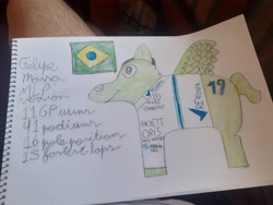 Size: 4128x3096 | Tagged: safe, artist:super-coyote1804, pony, brazil, colored pencil drawing, felipe massa, formula 1, ponified, solo, traditional art