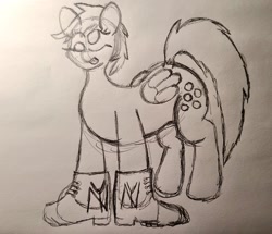 Size: 1024x881 | Tagged: safe, artist:2tailedderpy, derpy hooves, pegasus, pony, g4, clothes, cutie mark, drip, new york, shoes, sketch, solo, timberland boots, traditional art