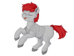 Size: 1865x1417 | Tagged: safe, artist:haruhi-il, oc, oc only, pony, commission, eyes closed, male, simple background, solo, tongue out, white background