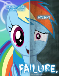 Size: 2158x2780 | Tagged: safe, artist:tehjadeh, rainbow dash, pegasus, pony, two sided posters, g4, 2011, dual persona, dual personality, female, high res, mare, poster, solo