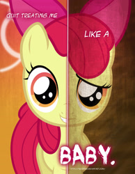 Size: 2158x2780 | Tagged: safe, artist:tehjadeh, apple bloom, earth pony, pony, two sided posters, g4, apple bloom's bow, bow, female, filly, hair bow, high res, poster, solo