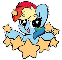 Size: 3344x3192 | Tagged: safe, artist:kittyrosie, rainbow dash, pegasus, pony, blushing, cute, dashabetes, female, high res, mare, open mouth, open smile, simple background, smiling, solo, starry eyes, stars, white background, wingding eyes