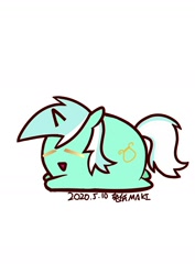 Size: 1000x1414 | Tagged: safe, artist:1395088159, part of a set, lyra heartstrings, pony, unicorn, g4, chubbie, eyes closed, female, simple background, solo, white background