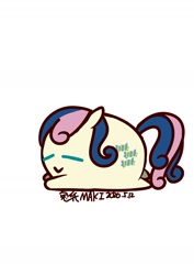 Size: 1000x1414 | Tagged: safe, artist:1395088159, part of a set, bon bon, sweetie drops, earth pony, pony, g4, chubbie, eyes closed, female, simple background, solo, white background