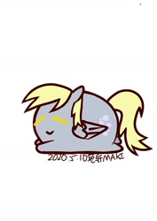 Size: 1000x1414 | Tagged: safe, artist:1395088159, part of a set, derpy hooves, pegasus, pony, g4, chubbie, eyes closed, female, simple background, solo, white background