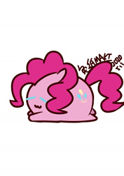 Size: 1000x1414 | Tagged: safe, artist:1395088159, part of a set, pinkie pie, earth pony, pony, g4, :3, chubbie, eyes closed, female, lying, ponyloaf, prone, simple background, solo, white background