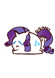 Size: 1000x1414 | Tagged: safe, artist:1395088159, part of a set, rarity, pony, unicorn, g4, chubbie, eyes closed, female, lying, ponyloaf, prone, simple background, solo, white background