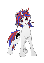 Size: 935x1323 | Tagged: safe, artist:calena, derpibooru exclusive, oc, oc only, oc:snowi, pony, unicorn, 2022 community collab, derpibooru community collaboration, cute, eyes open, female, female oc, horn, looking at you, mare, multicolored mane, pony oc, red eyes, simple background, solo, transparent background, unicorn oc