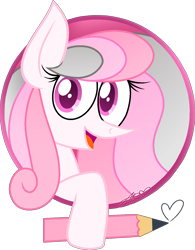 Size: 1115x1429 | Tagged: safe, artist:guruyunus17, oc, oc only, oc:princess blossom, earth pony, series:the legend of tenderheart, base used, earth pony oc, female, heart, indonesia, looking at you, mare, medibang paint, open mouth, open smile, pencil, simple background, smiling, transparent background, vector