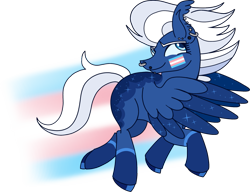 Size: 1783x1371 | Tagged: safe, artist:musical-medic, night glider, pony, g4, pride, pride flag, simple background, solo, transgender, transgender pride flag, transparent background
