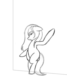 Size: 3889x4400 | Tagged: safe, artist:bearmation, oc, oc only, earth pony, pony, bedroom eyes, bipedal, commission, earth pony oc, lineart, monochrome, solo, your character here