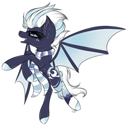 Size: 3913x3871 | Tagged: safe, artist:beamybutt, oc, oc only, bat pony, pony, bat pony oc, bat wings, clothes, colored hooves, ear fluff, eyelashes, high res, scarf, simple background, solo, transparent background, wings
