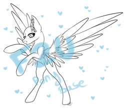 Size: 3509x3061 | Tagged: safe, artist:beamybutt, oc, oc only, pegasus, pony, ambiguous gender, base, ear fluff, high res, lineart, pegasus oc, rearing, simple background, solo, white background