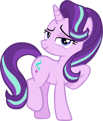 Size: 1500x1771 | Tagged: artist needed, source needed, safe, starlight glimmer, pony, unicorn, bedroom eyes, blue eyes, cute, female, full body, glimmerbetes, hoof on chest, horn, lidded eyes, looking at you, mare, multicolored mane, multicolored tail, playing with hair, raised hoof, seductive, seductive look, seductive pose, simple background, smiling, smiling at you, smug, solo, standing, standing on two hooves, tail, transparent background